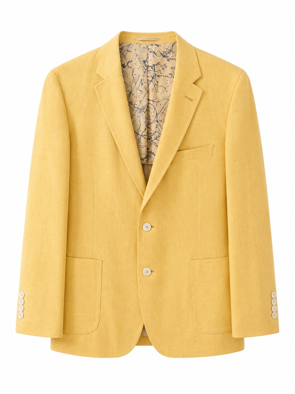 Men's Yellow Blazer Lightweight Two-Button Jacket